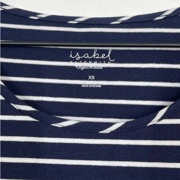 NEW Isabel Maternity XS Short Sleeve Striped T-Shirt Navy Maternity Dress Knee - Picture 9 of 10